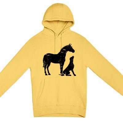 Horse And Dog Motif For Women And Men Horse Dog Lover Gift Premium Pullover Hoodie