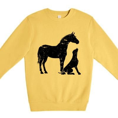 Horse And Dog Motif For Women And Men Horse Dog Lover Gift Premium Crewneck Sweatshirt