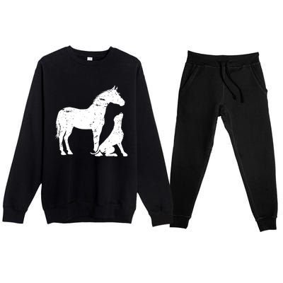 Horse And Dog Motif For Women And Men Horse Dog Lover Gift Premium Crewneck Sweatsuit Set