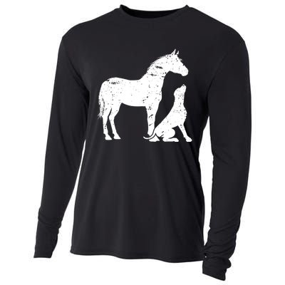 Horse And Dog Motif For Women And Men Horse Dog Lover Gift Cooling Performance Long Sleeve Crew