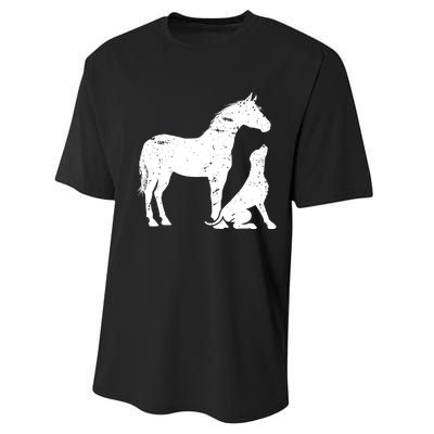 Horse And Dog Motif For Women And Men Horse Dog Lover Gift Performance Sprint T-Shirt