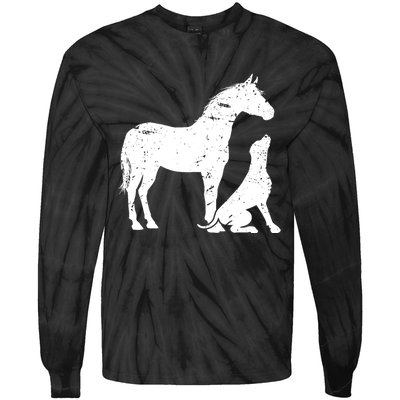 Horse And Dog Motif For Women And Men Horse Dog Lover Gift Tie-Dye Long Sleeve Shirt