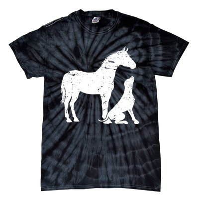 Horse And Dog Motif For Women And Men Horse Dog Lover Gift Tie-Dye T-Shirt