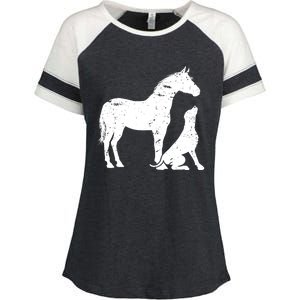 Horse And Dog Motif For Women And Men Horse Dog Lover Gift Enza Ladies Jersey Colorblock Tee