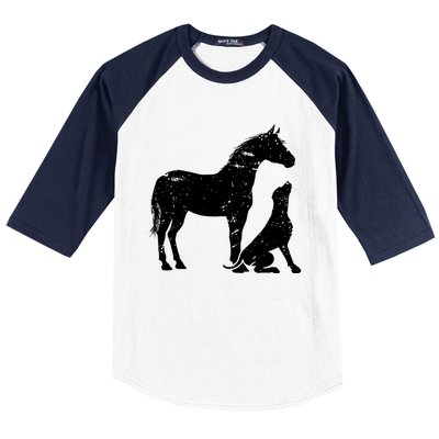 Horse And Dog Motif For Women And Men Horse Dog Lover Gift Baseball Sleeve Shirt