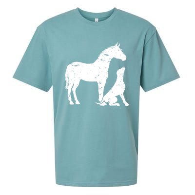 Horse And Dog Motif For Women And Men Horse Dog Lover Gift Sueded Cloud Jersey T-Shirt