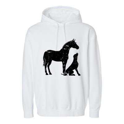 Horse And Dog Motif For Women And Men Horse Dog Lover Gift Garment-Dyed Fleece Hoodie