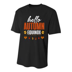 Hello Autumn Equinox Fall Leaves Graphic Youth Performance Sprint T-Shirt