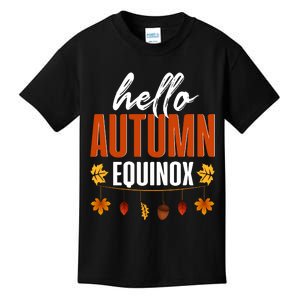 Hello Autumn Equinox Fall Leaves Graphic Kids T-Shirt