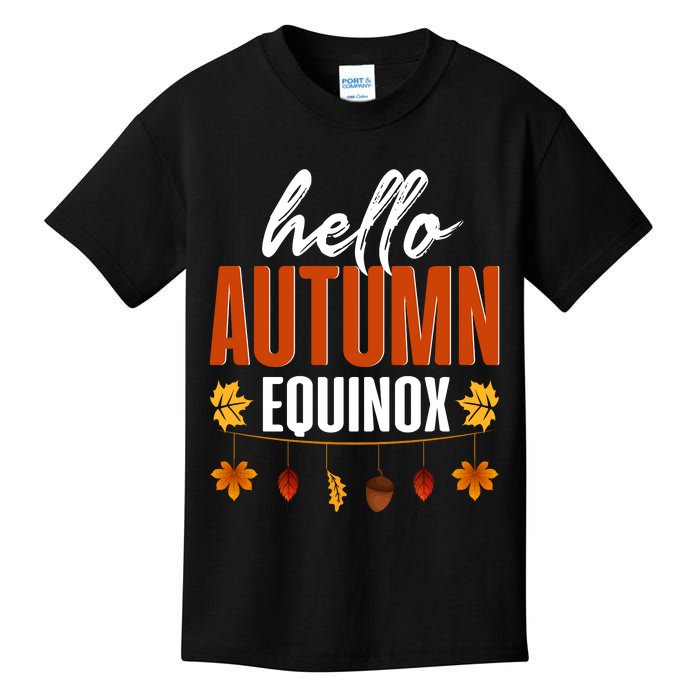 Hello Autumn Equinox Fall Leaves Graphic Kids T-Shirt