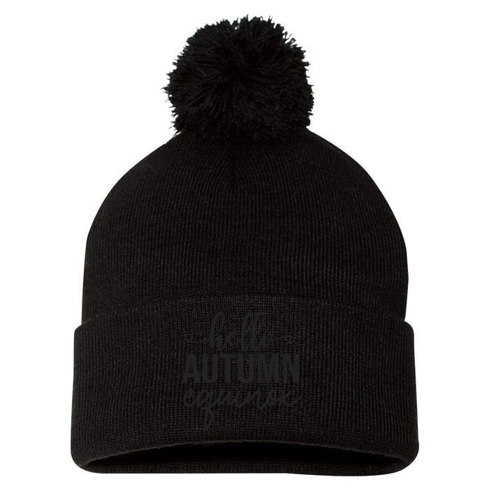 Hello Autumn Equinox Graphic Pom Pom 12in Knit Beanie