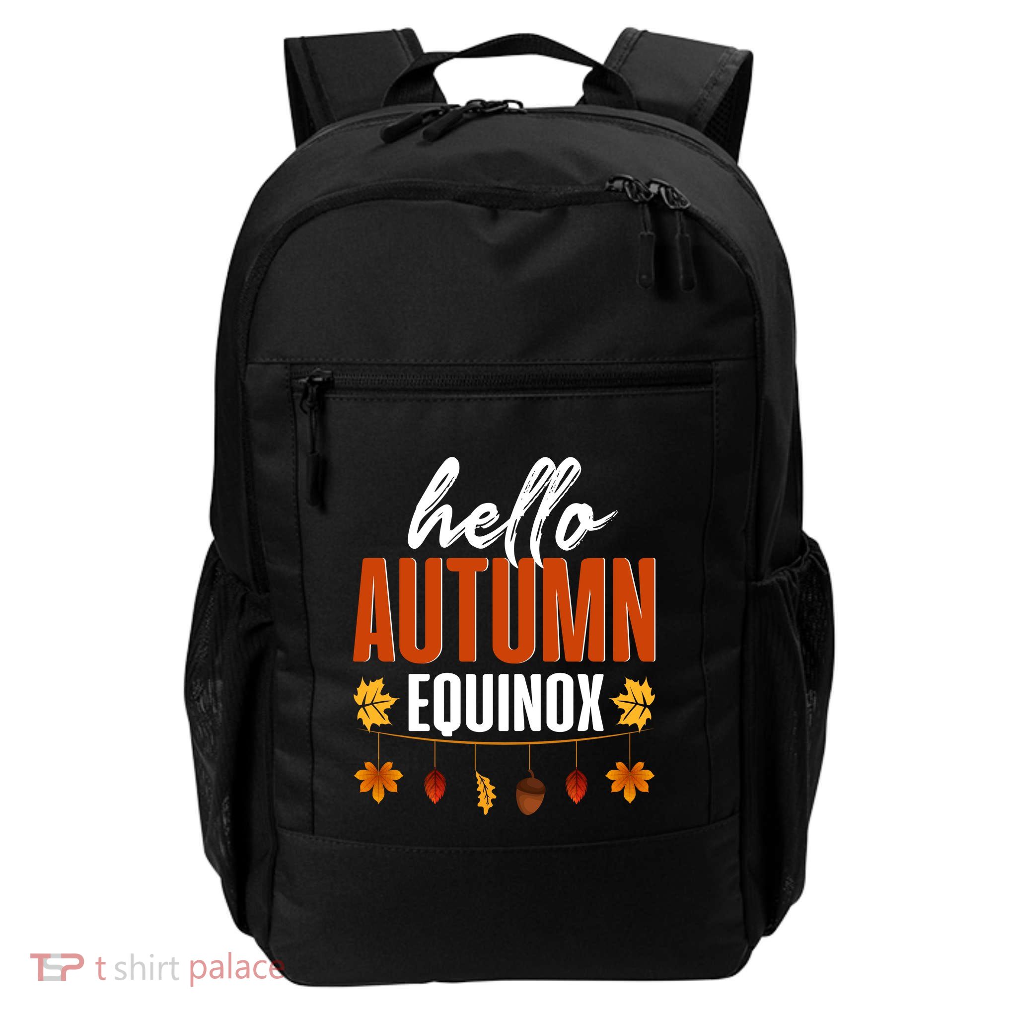 Hello Autumn Equinox Fall Leaves Graphic Daily Commute Backpack