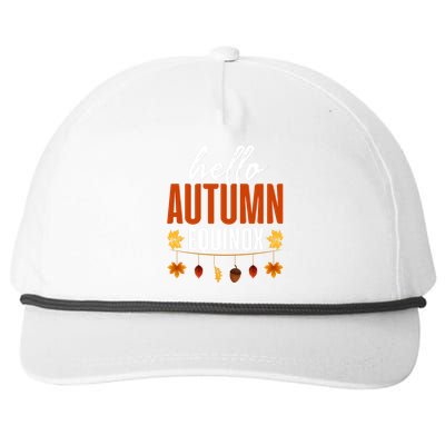 Hello Autumn Equinox Fall Leaves Graphic Snapback Five-Panel Rope Hat