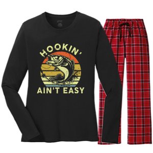 Hooking Aint Easy Women Funny Women's Long Sleeve Flannel Pajama Set 