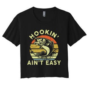 Hooking Aint Easy Women Funny Women's Crop Top Tee