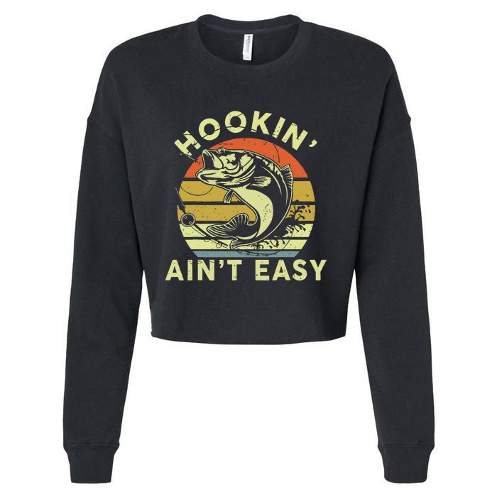 Hooking Aint Easy Women Funny Cropped Pullover Crew