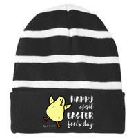 Happy April Easter Fools Day Funny Dancing Chick Striped Beanie with Solid Band