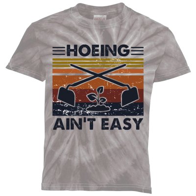 Hoeing AinT Easy Funny Vintage Gardening Lover Gardener Kids Tie-Dye T-Shirt