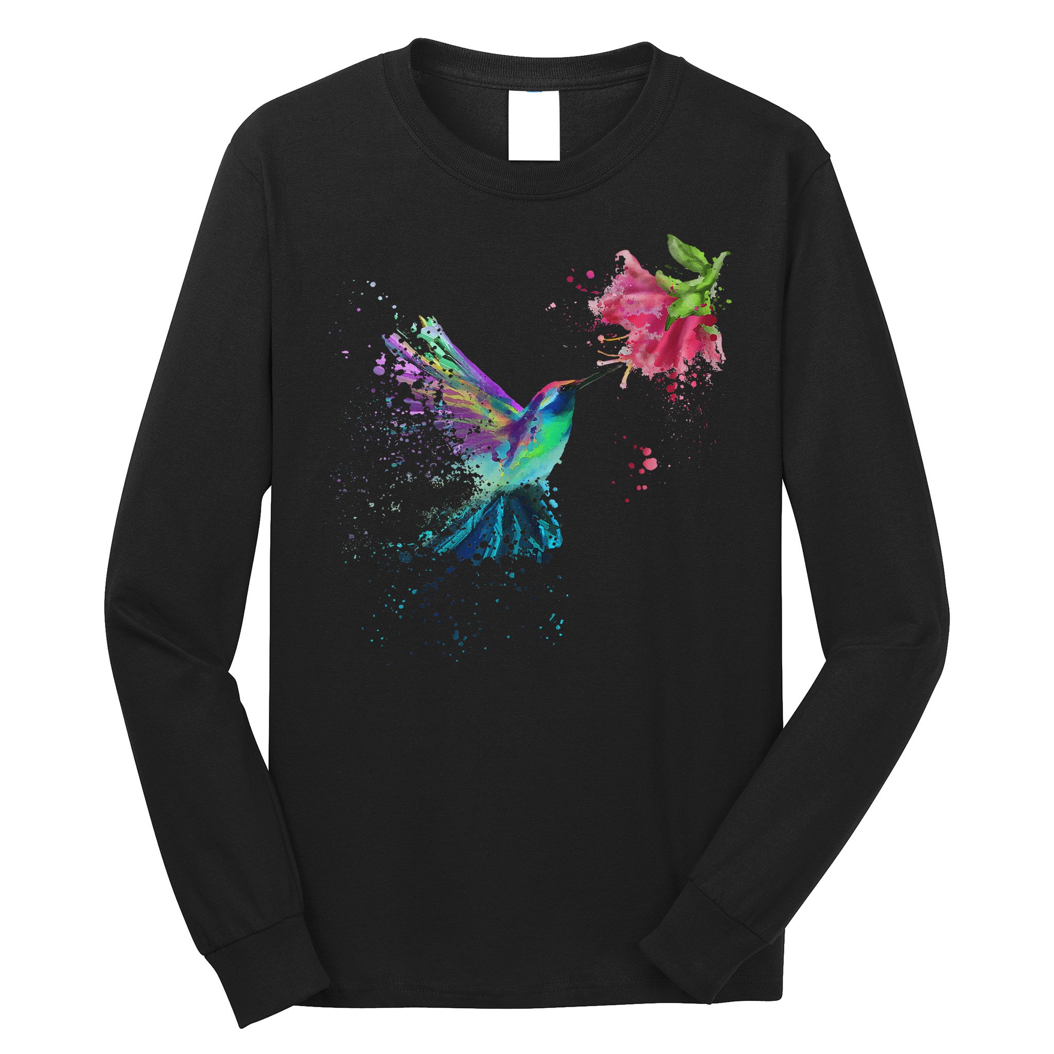 Hummingbird And Flower Bird Watcher Hummingbird Lover Long Sleeve Shirt
