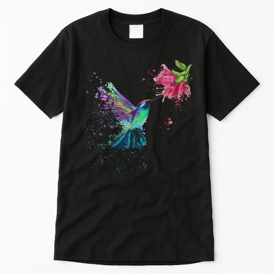 Hummingbird And Flower Bird Watcher Hummingbird Lover Tall T-Shirt