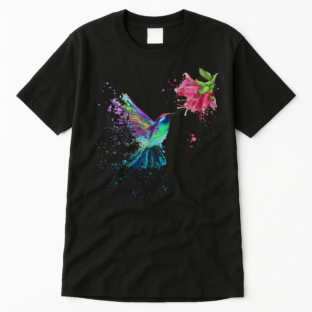 Hummingbird And Flower Bird Watcher Hummingbird Lover Tall T-Shirt
