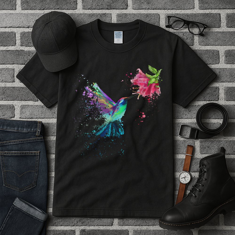 Hummingbird And Flower Bird Watcher Hummingbird Lover Tall T-Shirt