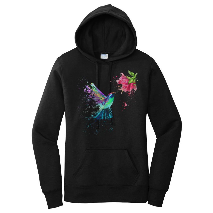 Hummingbird And Flower Bird Watcher Hummingbird Lover Women's Pullover Hoodie
