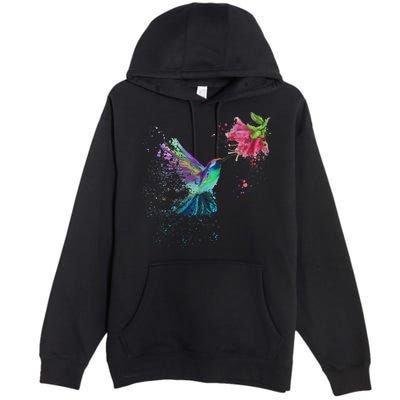 Hummingbird And Flower Bird Watcher Hummingbird Lover Premium Pullover Hoodie