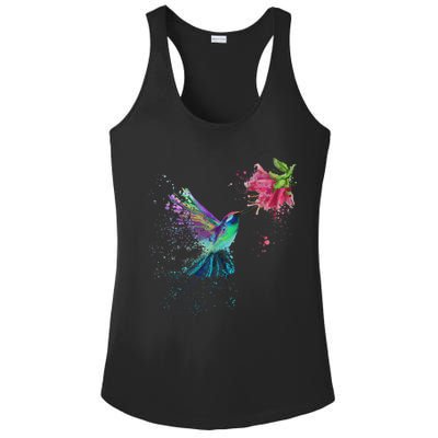 Hummingbird And Flower Bird Watcher Hummingbird Lover Ladies PosiCharge Competitor Racerback Tank