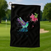 Hummingbird And Flower Bird Watcher Hummingbird Lover Golf Towel