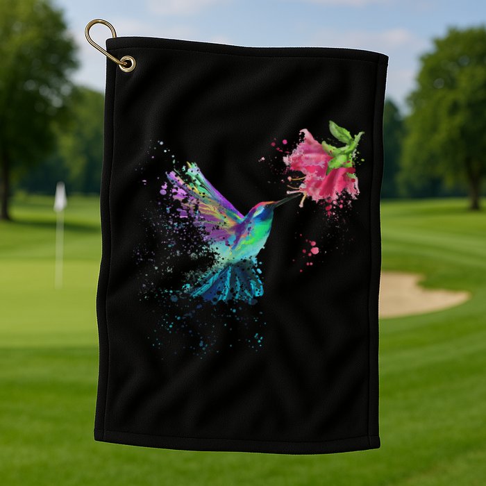 Hummingbird And Flower Bird Watcher Hummingbird Lover Golf Towel