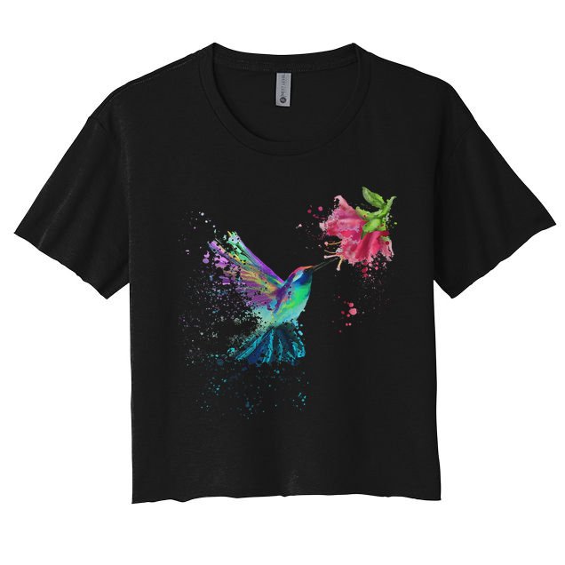 Hummingbird And Flower Bird Watcher Hummingbird Lover Crop Top