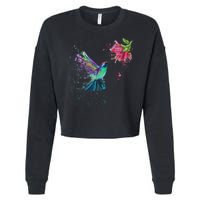 Hummingbird And Flower Bird Watcher Hummingbird Lover Cropped Pullover Crew