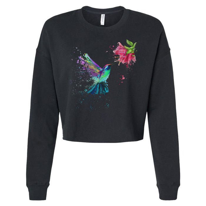 Hummingbird And Flower Bird Watcher Hummingbird Lover Cropped Pullover Crew
