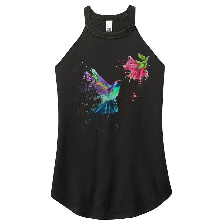 Hummingbird And Flower Bird Watcher Hummingbird Lover Women's Perfect Tri Rocker Tank
