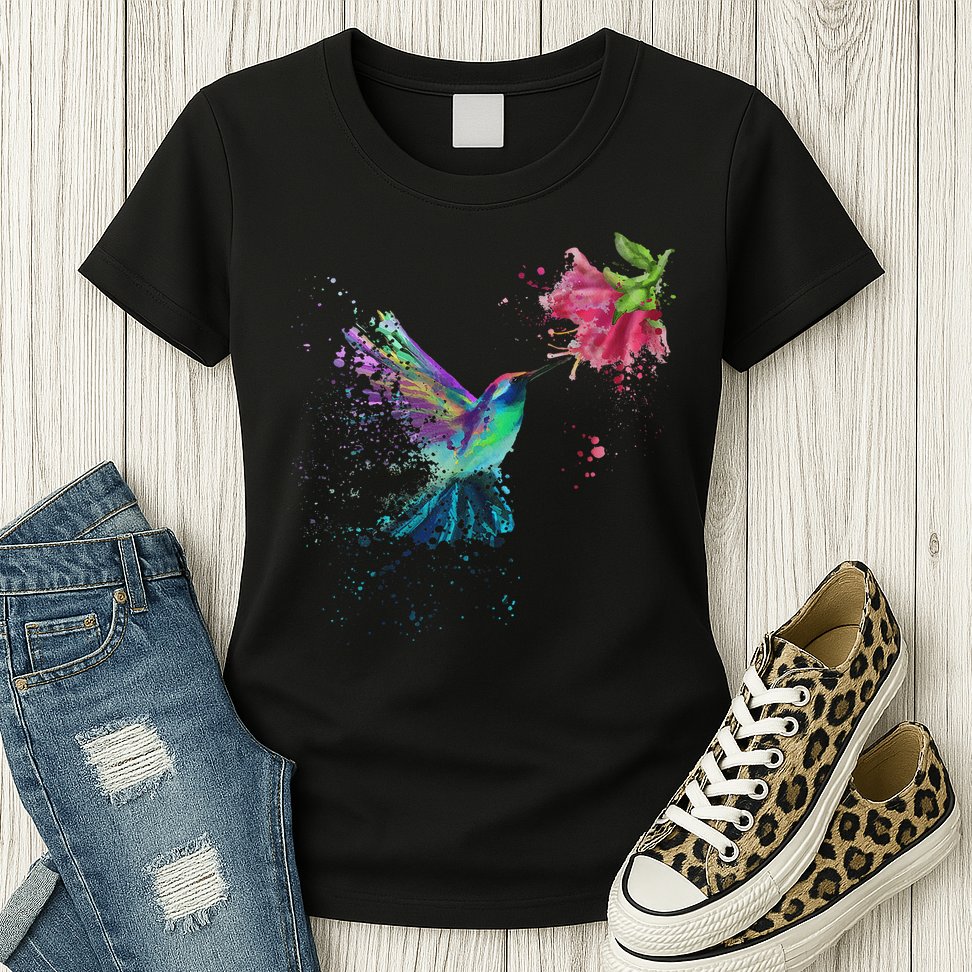 Hummingbird And Flower Bird Watcher Hummingbird Lover Womens T-Shirt