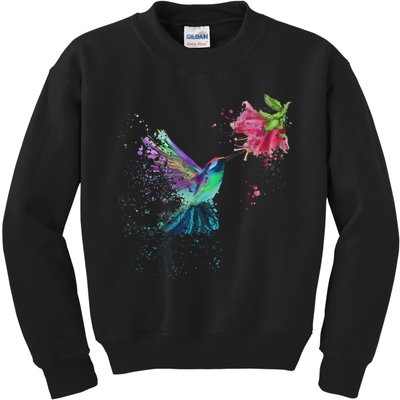 Hummingbird And Flower Bird Watcher Hummingbird Lover Kids Sweatshirt