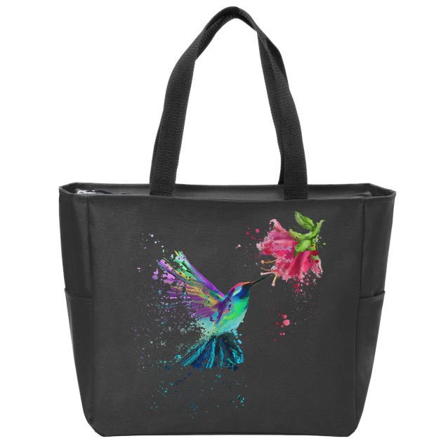 Hummingbird And Flower Bird Watcher Hummingbird Lover Zip Tote Bag