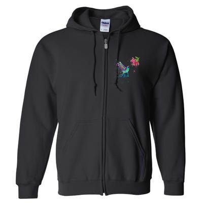Hummingbird And Flower Bird Watcher Hummingbird Lover Full Zip Hoodie
