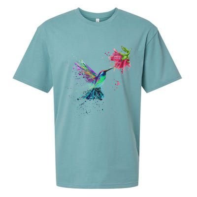 Hummingbird And Flower Bird Watcher Hummingbird Lover Sueded Cloud Jersey T-Shirt