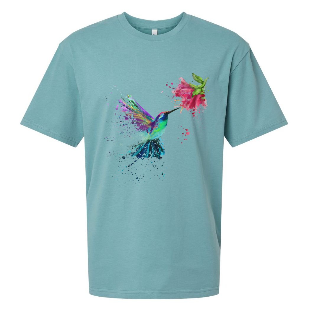 Hummingbird And Flower Bird Watcher Hummingbird Lover Sueded Cloud Jersey T-Shirt
