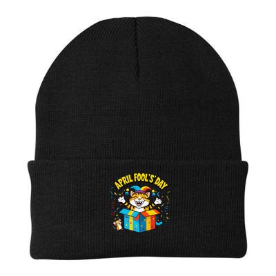 Happy April Fools Day 2025 Funny Cat April Fools Day Joke Knit Cap Winter Beanie