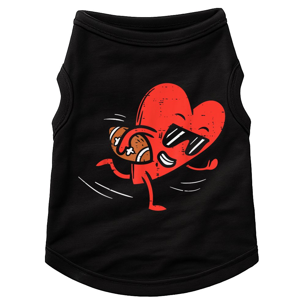 Heart American Football Valentines Day Sports Doggie Tank