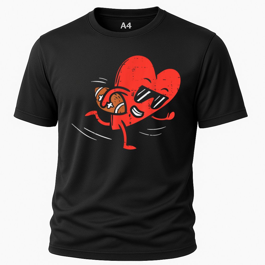 Heart American Football Valentines Day Sports Cooling Performance Crew T-Shirt