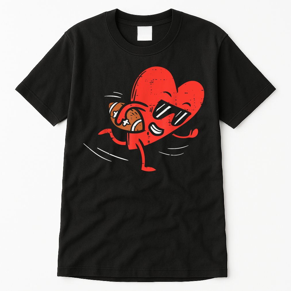 Heart American Football Valentines Day Sports Tall T-Shirt