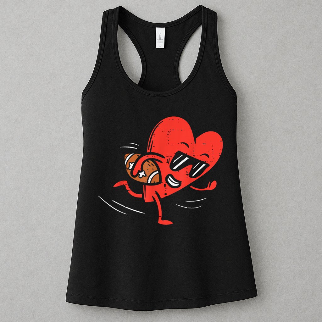 Heart American Football Valentines Day Sports Womens Tank Top