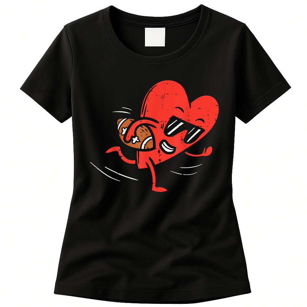 Heart American Football Valentines Day Sports Womens T-Shirt