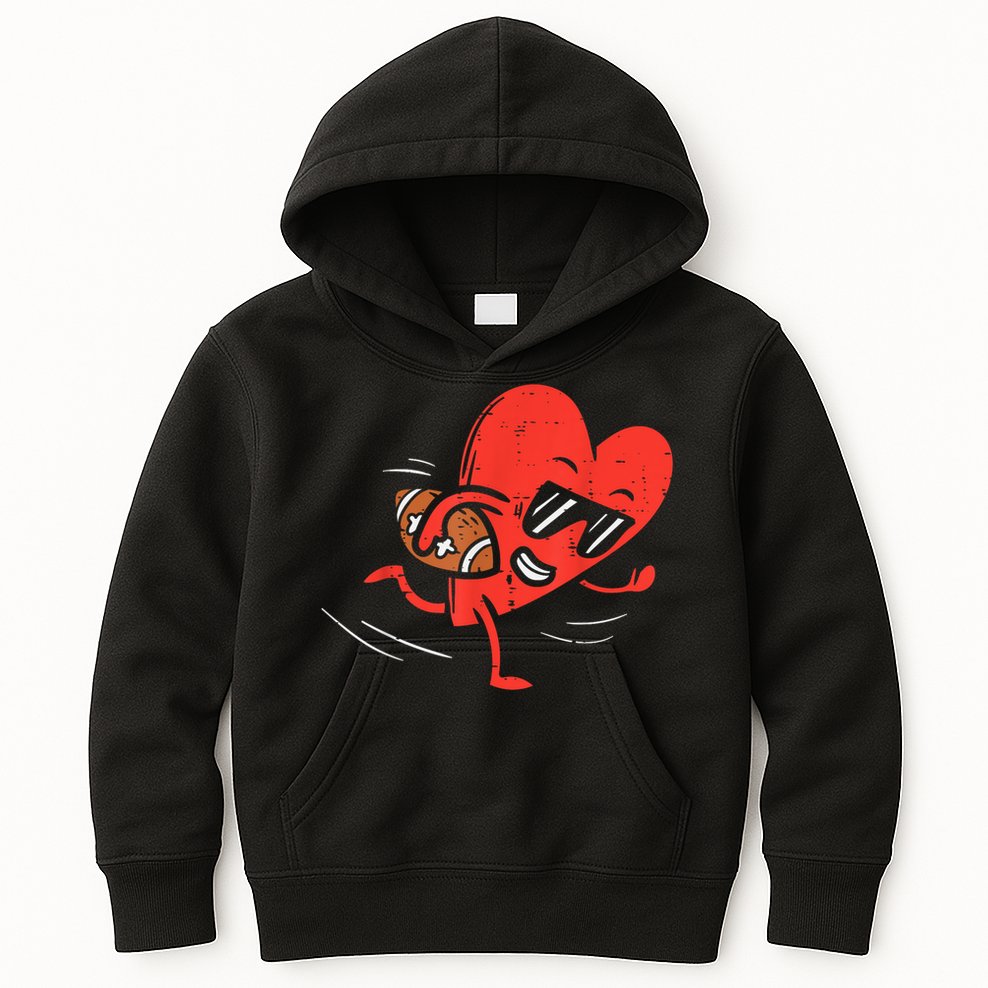 Heart American Football Valentines Day Sports Kids Hoodie