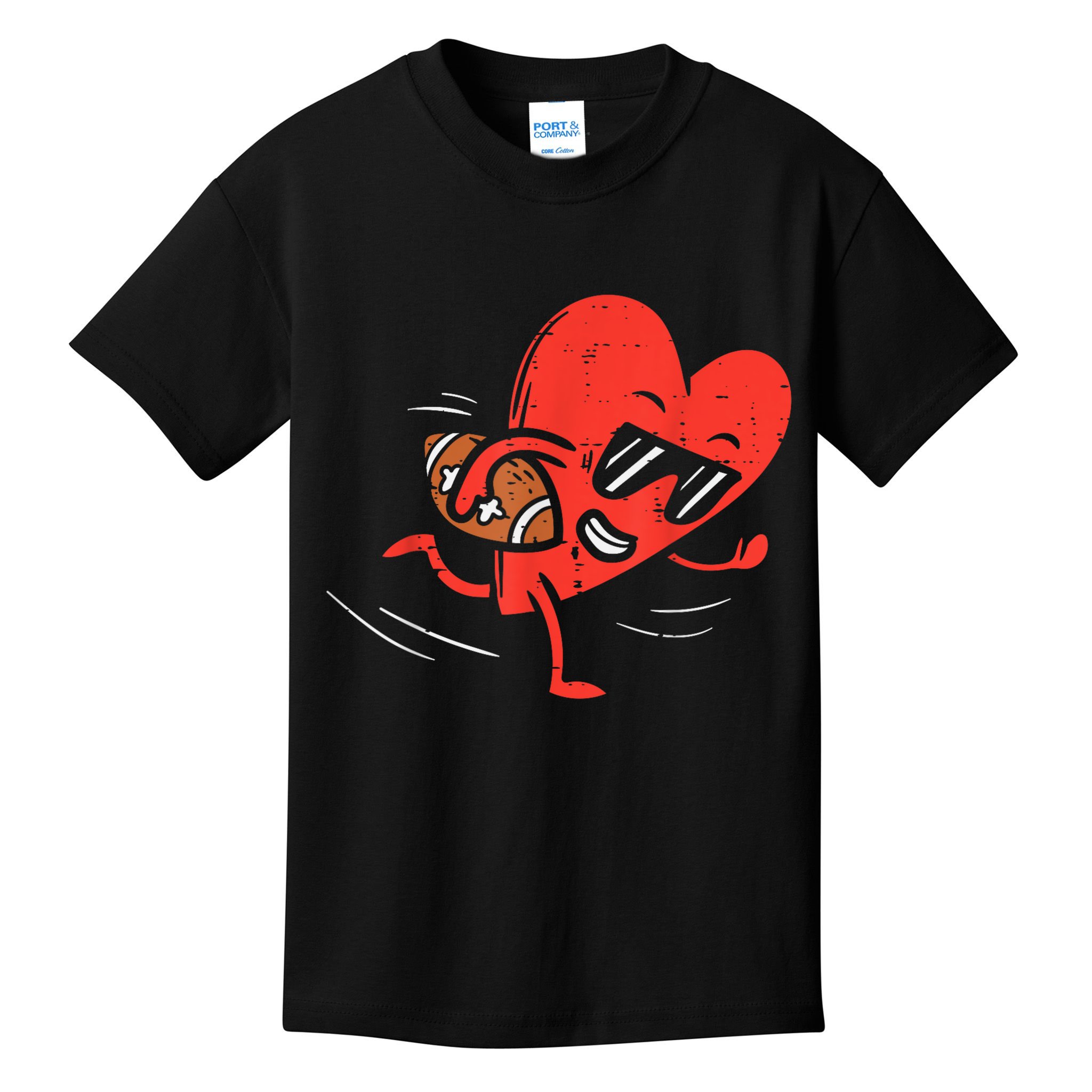 Heart American Football Valentines Day Sports Kids T-Shirt