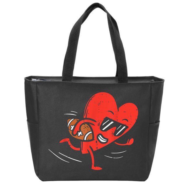 Heart American Football Valentines Day Sports Zip Tote Bag